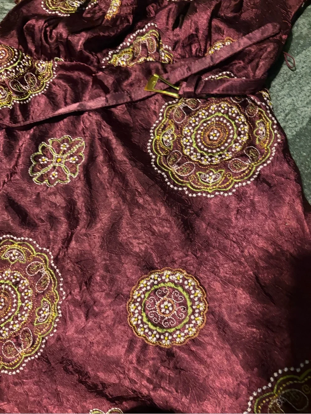 Heart Soul Burgundy Embroidered Peasant Dress
